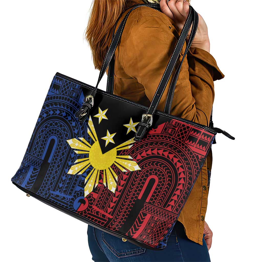 Philippines Sun Star Leather Tote Bag Igorot Tribal Inspiration - Polynesian Pride