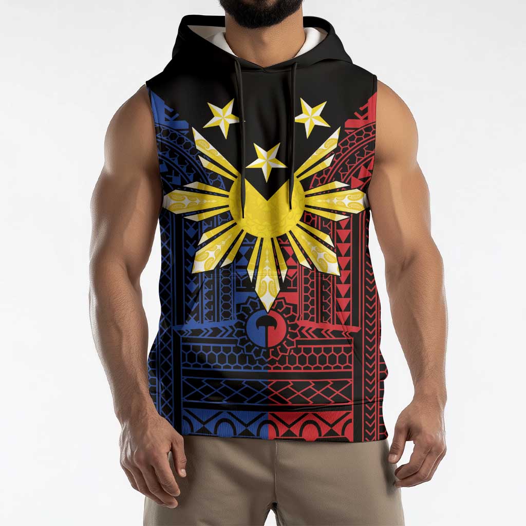 Philippines Sun Star Sleeveless Hoodie Igorot Tribal Inspiration - Polynesian Pride