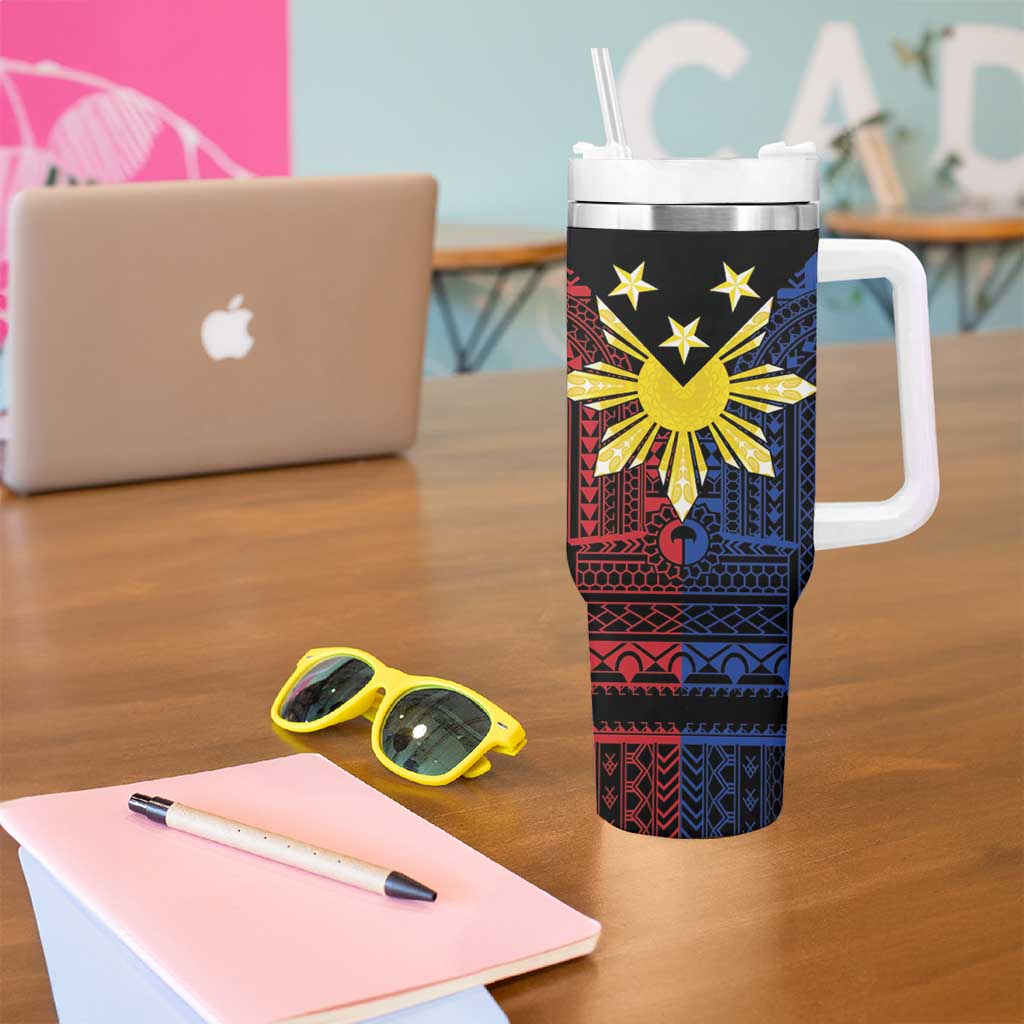 Philippines Sun Star Tumbler With Handle Igorot Tribal Inspiration - Polynesian Pride
