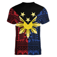 Philippines Sun Star Women V-Neck T-Shirt Igorot Tribal Inspiration - Polynesian Pride