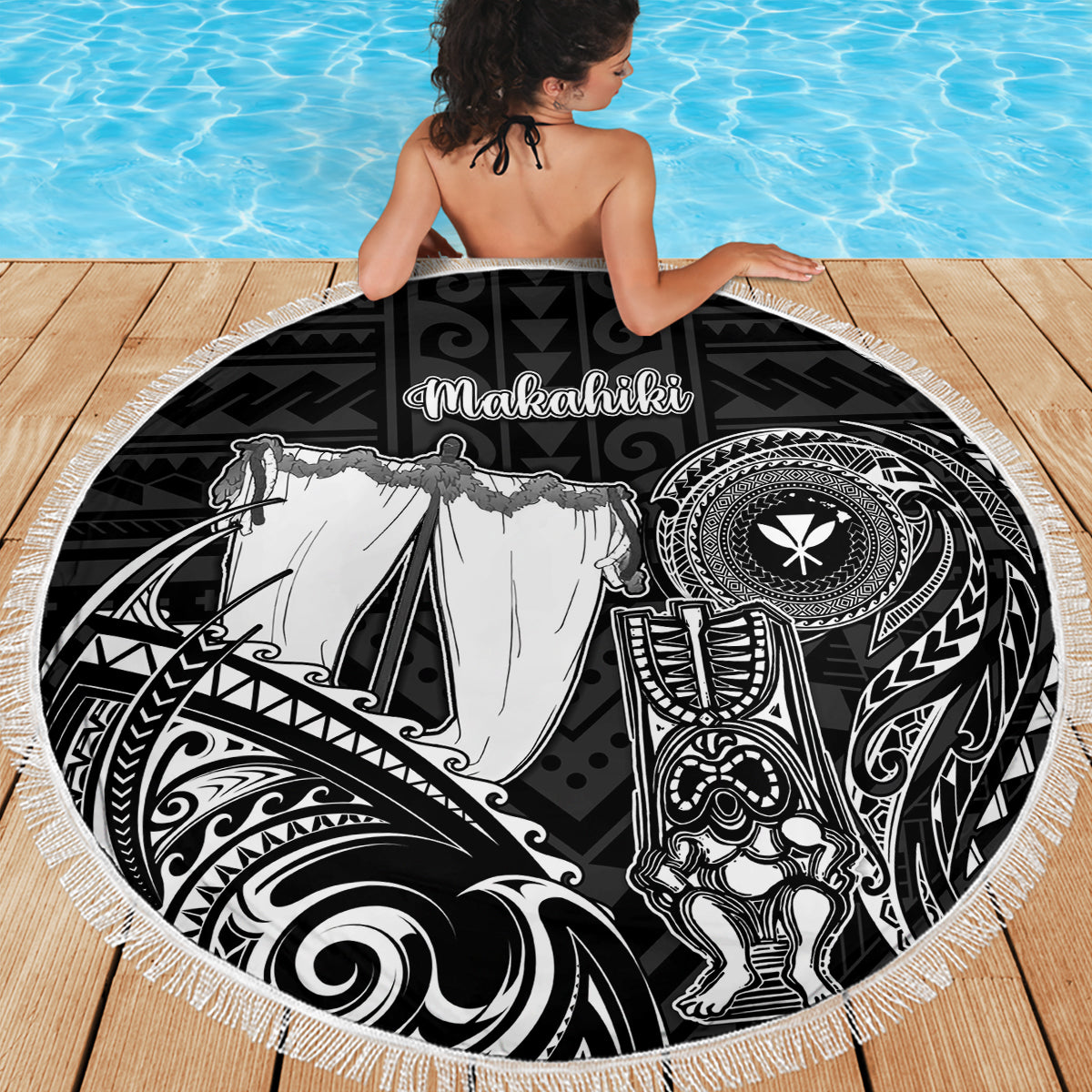 Hawaii Makahiki Season Beach Blanket Akua Loa Polynesian Pattern LT05 - Wonder Print Shop