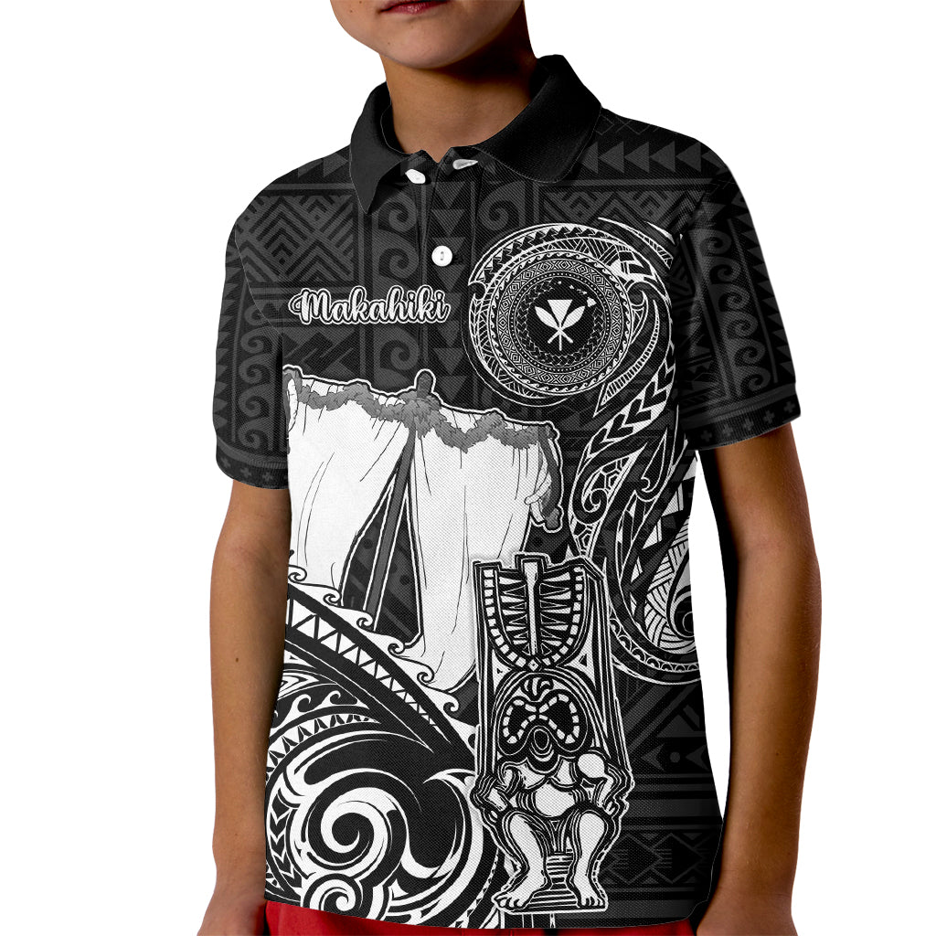 Personalized Hawaii Makahiki Season Kid Polo Shirt Akua Loa Polynesian Pattern LT05 Kid Black - Polynesian Pride