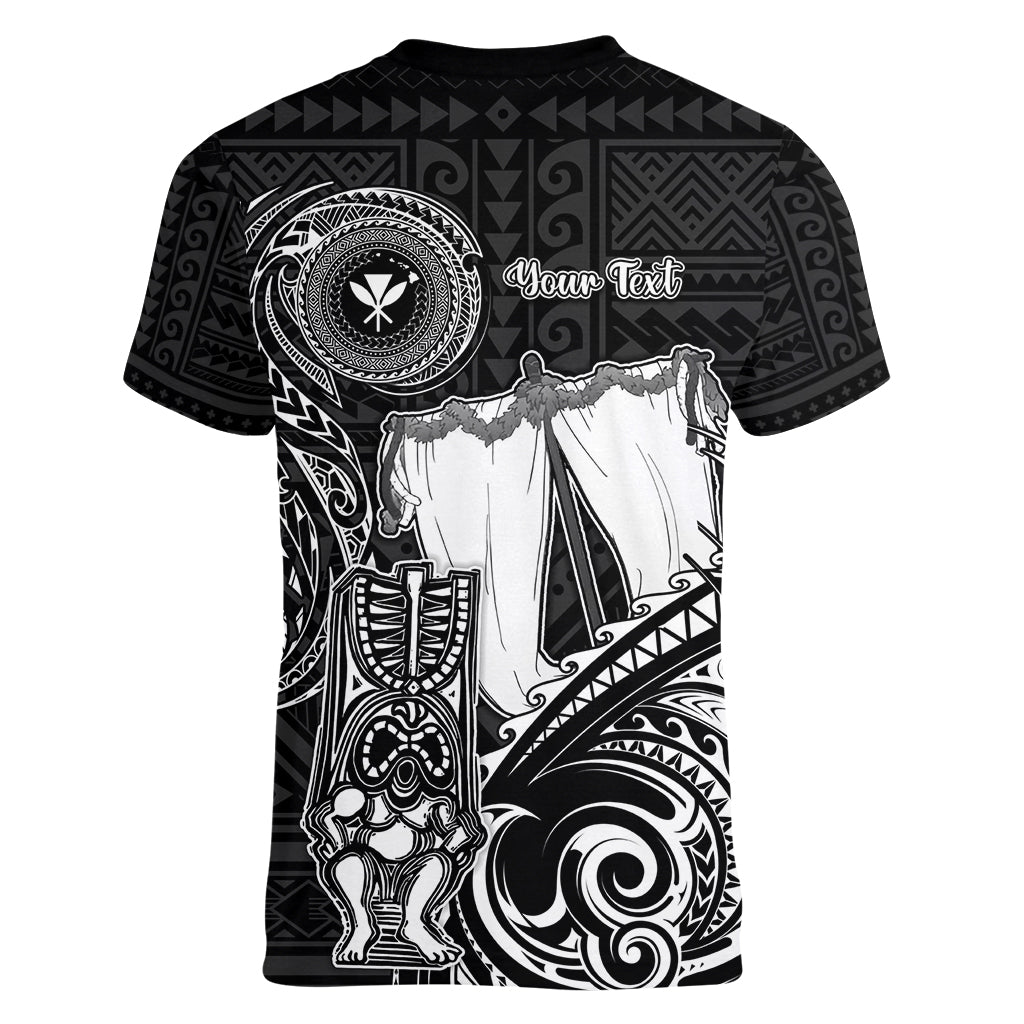 Personalized Hawaii Makahiki Season Women V Neck T Shirt Akua Loa Polynesian Pattern LT05 - Polynesian Pride