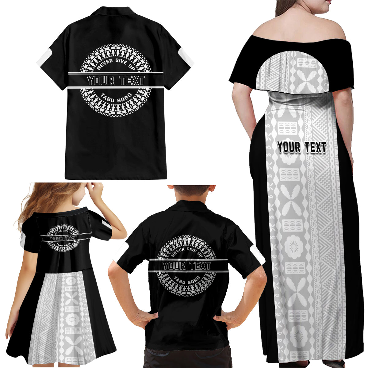 Personalized Fiji Obstacle Race 2023 Family Matching Off Shoulder Maxi Dress and Hawaiian Shirt Never Give Up LT05 - Polynesian Pride