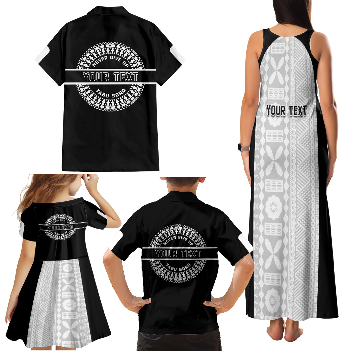 Personalized Fiji Obstacle Race 2023 Family Matching Tank Maxi Dress and Hawaiian Shirt Never Give Up LT05 - Polynesian Pride