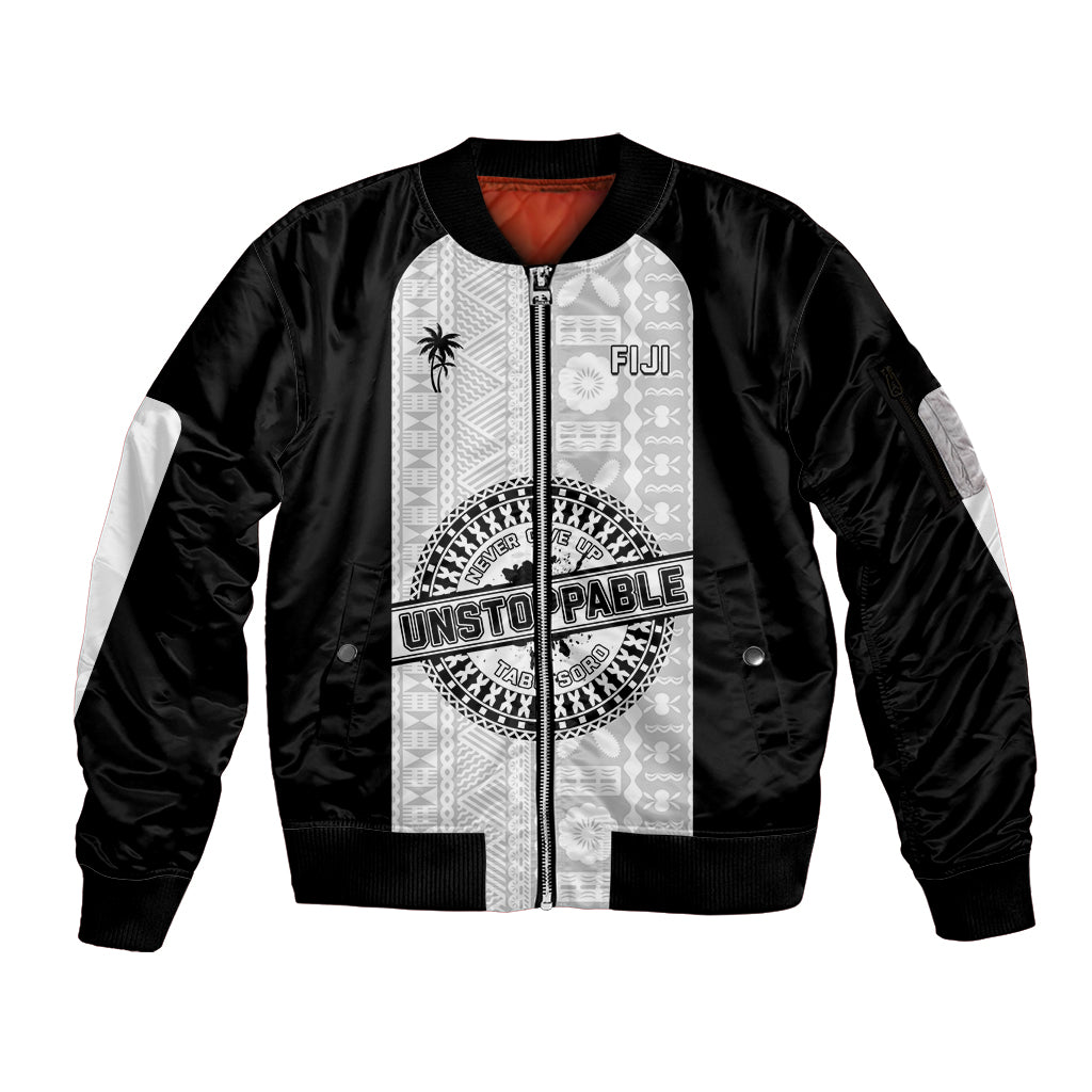 Personalized Fiji Obstacle Race 2023 Sleeve Zip Bomber Jacket Never Give Up LT05 Unisex Black - Polynesian Pride