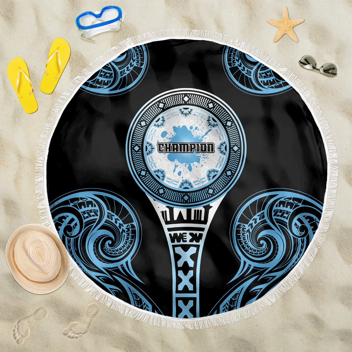 Fiji Obstacle Race 2023 Beach Blanket Go Champion LT05 One Size 150cm Blue - Wonder Print Shop