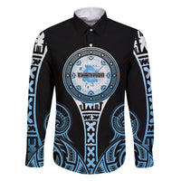 Personalized Fiji Obstacle Race 2023 Family Matching Long Sleeve Bodycon Dress and Hawaiian Shirt Go Champion LT05 Dad's Shirt - Long Sleeve Blue - Polynesian Pride