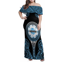 Personalized Fiji Obstacle Race 2023 Family Matching Off Shoulder Maxi Dress and Hawaiian Shirt Go Champion LT05 Mom's Dress Blue - Polynesian Pride