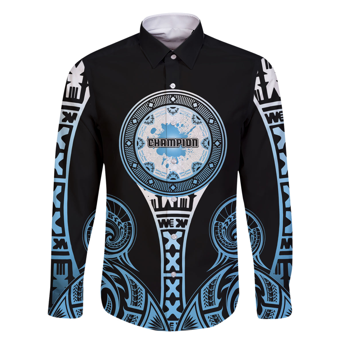 Personalized Fiji Obstacle Race 2023 Family Matching Short Sleeve Bodycon Dress and Hawaiian Shirt Go Champion LT05 Dad's Shirt - Long Sleeve Blue - Polynesian Pride