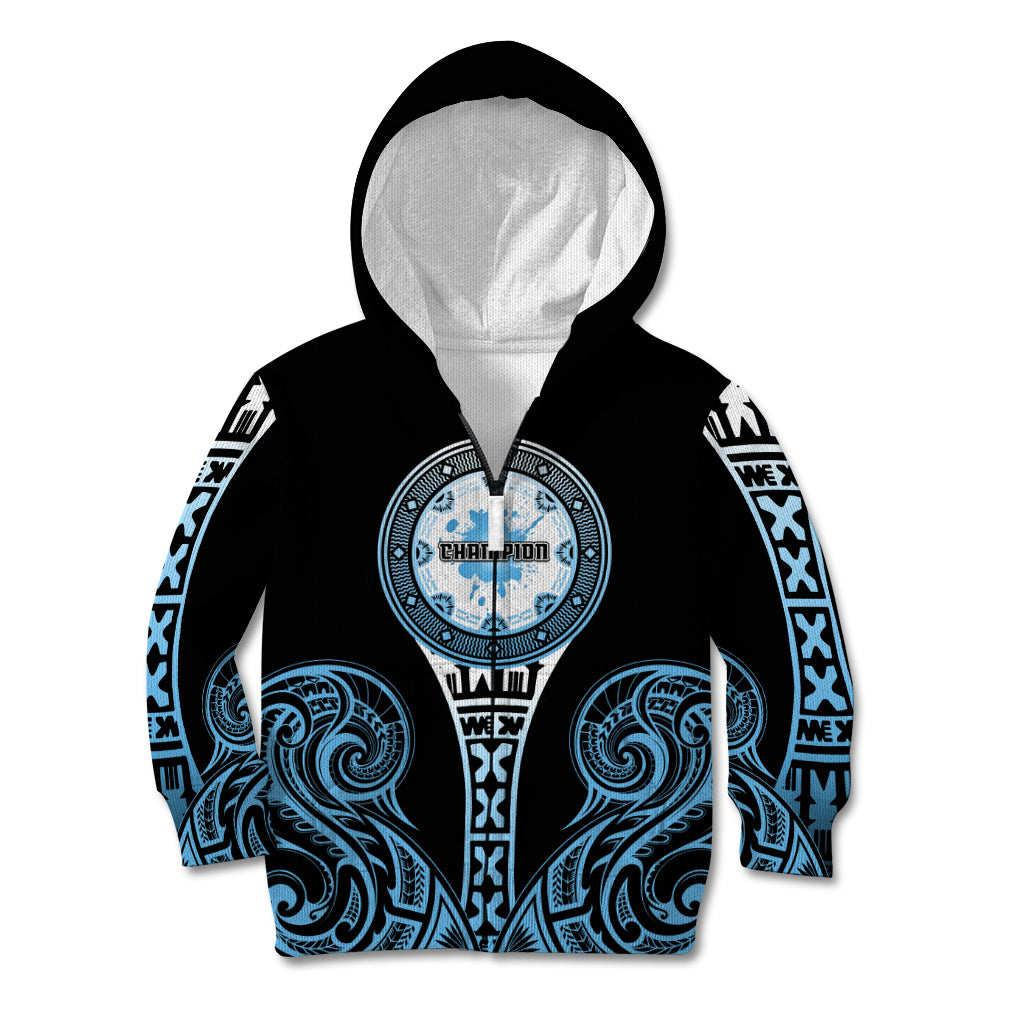 Personalized Fiji Obstacle Race 2023 Kid Hoodie Go Champion LT05 Zip Hoodie Blue - Polynesian Pride
