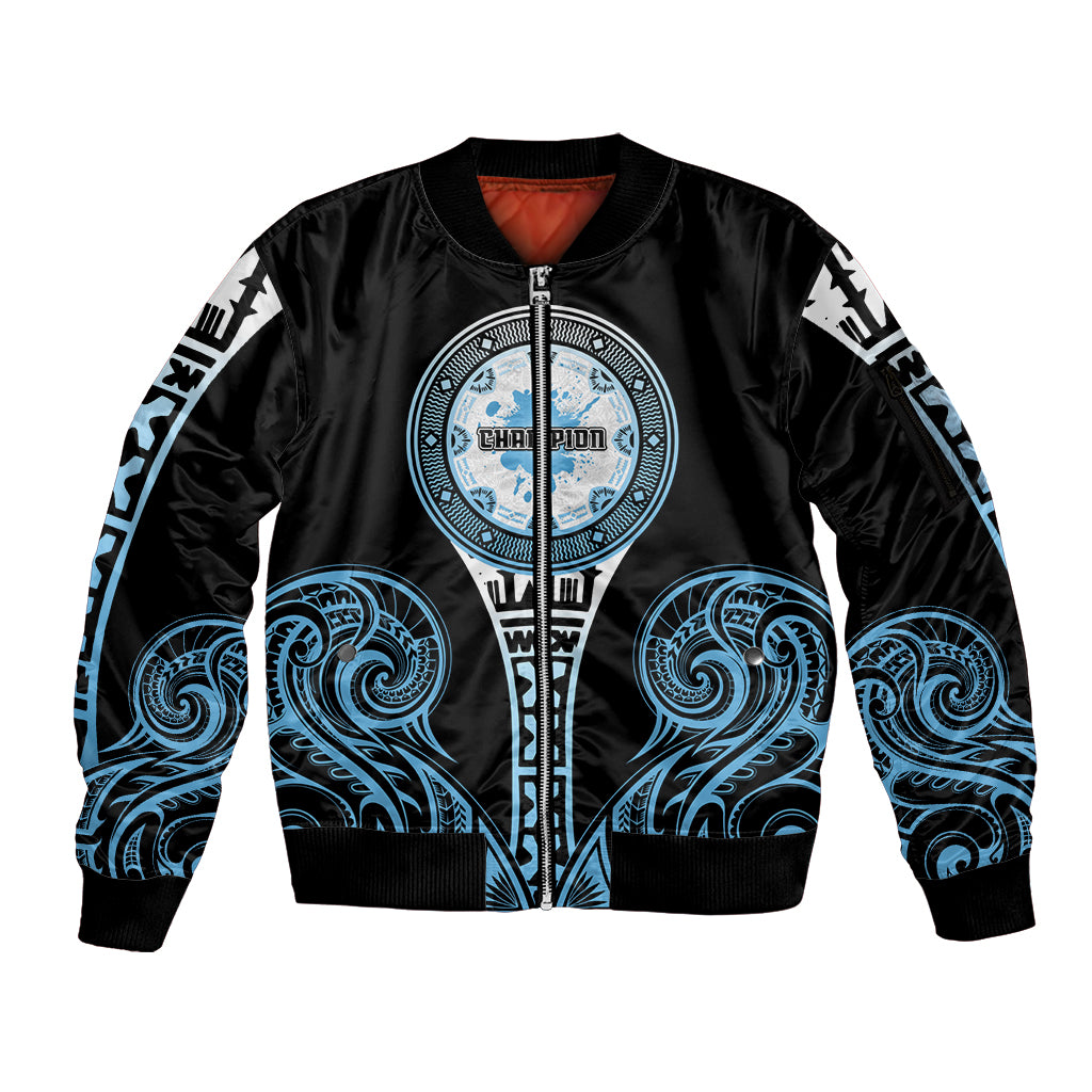 Personalized Fiji Obstacle Race 2023 Sleeve Zip Bomber Jacket Go Champion LT05 Unisex Blue - Polynesian Pride