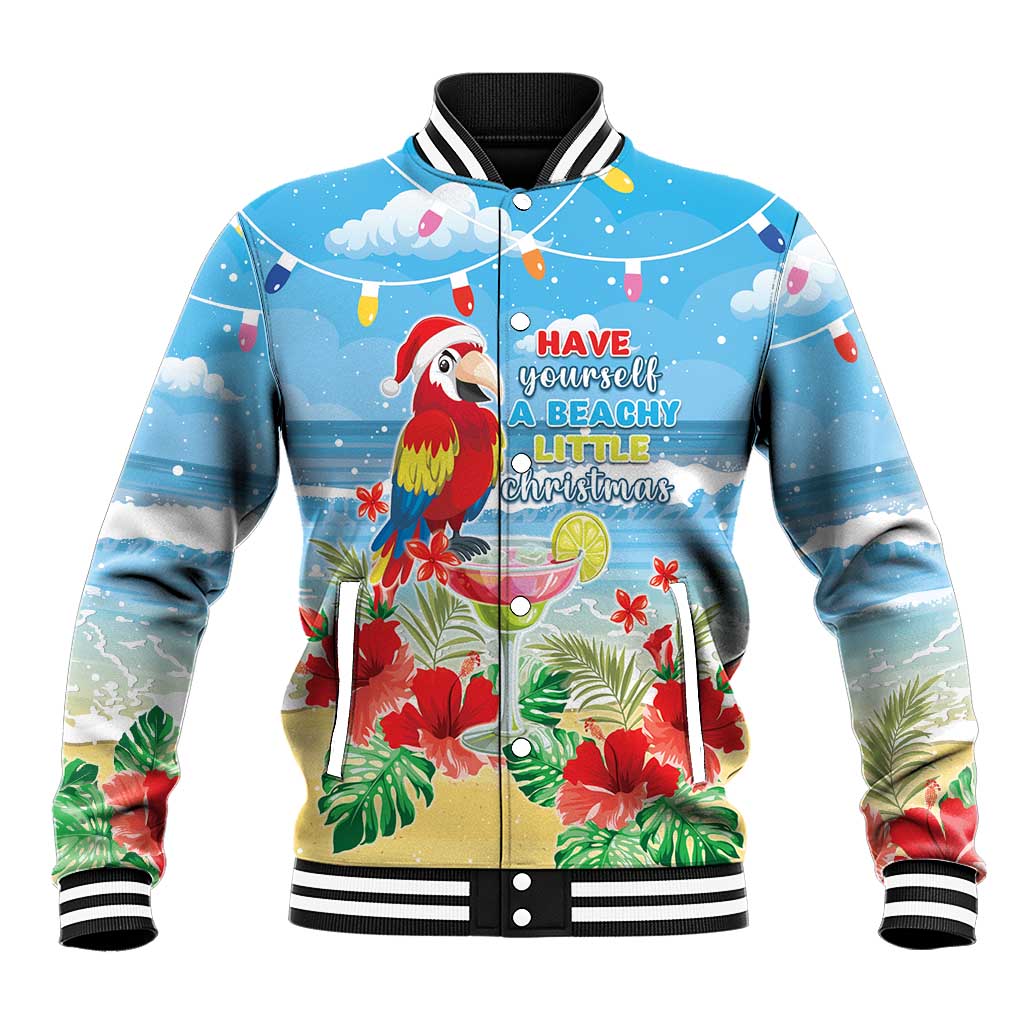 Hawaii Christmas Baseball Jacket Funny Macaw Parrot Tropical Vibe