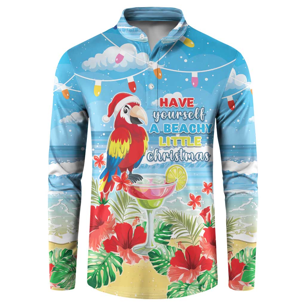 Hawaii Christmas Button Sweatshirt Funny Macaw Parrot Tropical Vibe