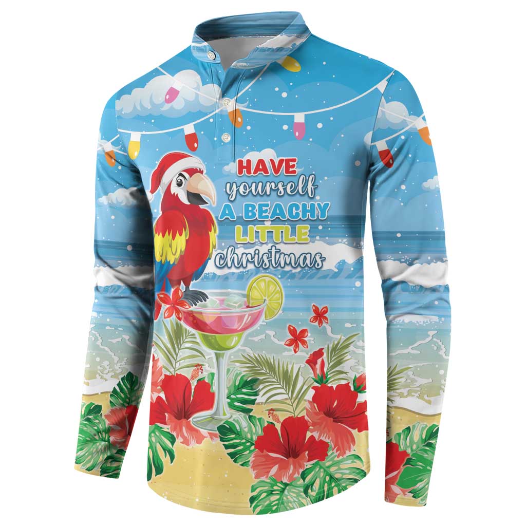 Hawaii Christmas Button Sweatshirt Funny Macaw Parrot Tropical Vibe