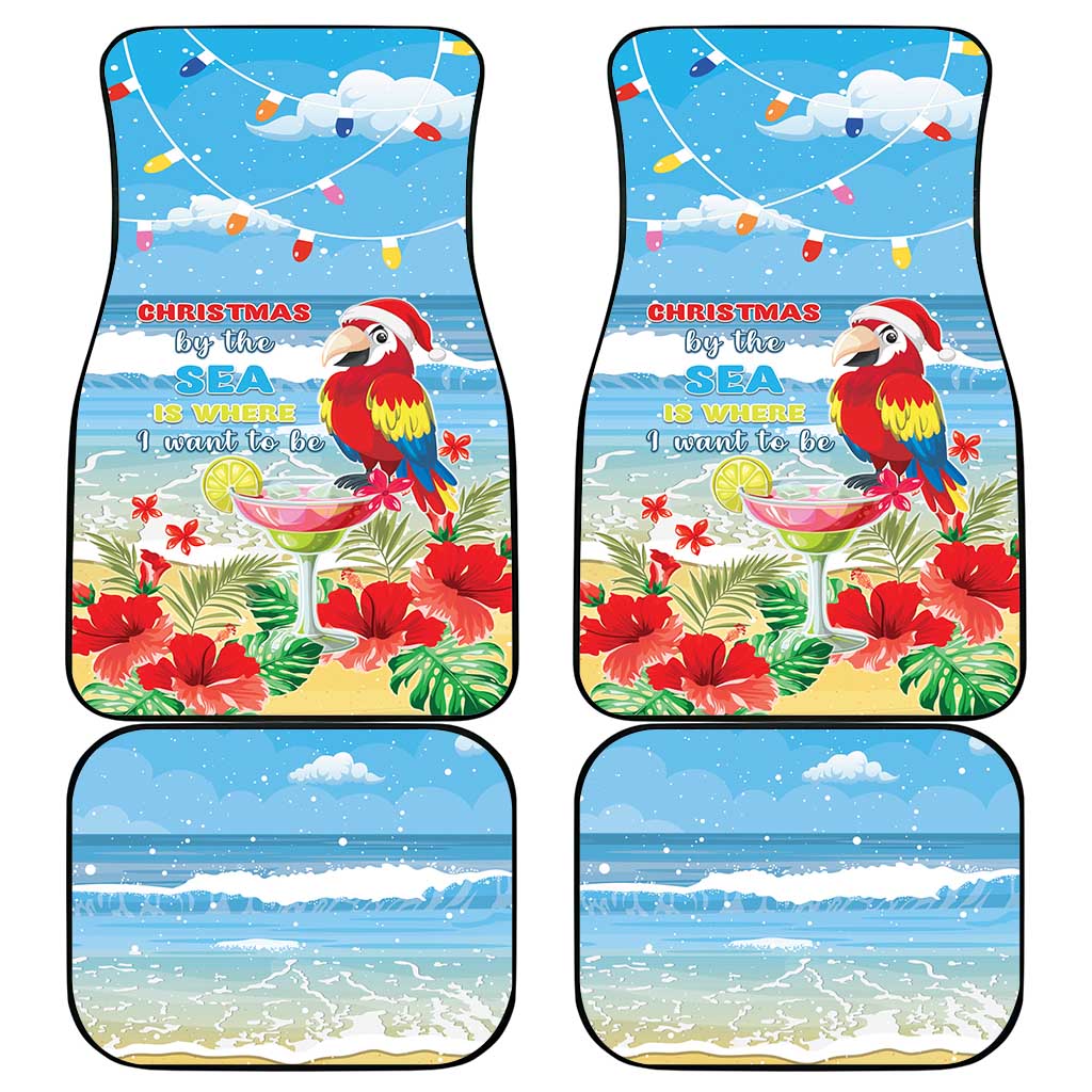 Hawaii Christmas Car Mats Funny Macaw Parrot Tropical Vibe