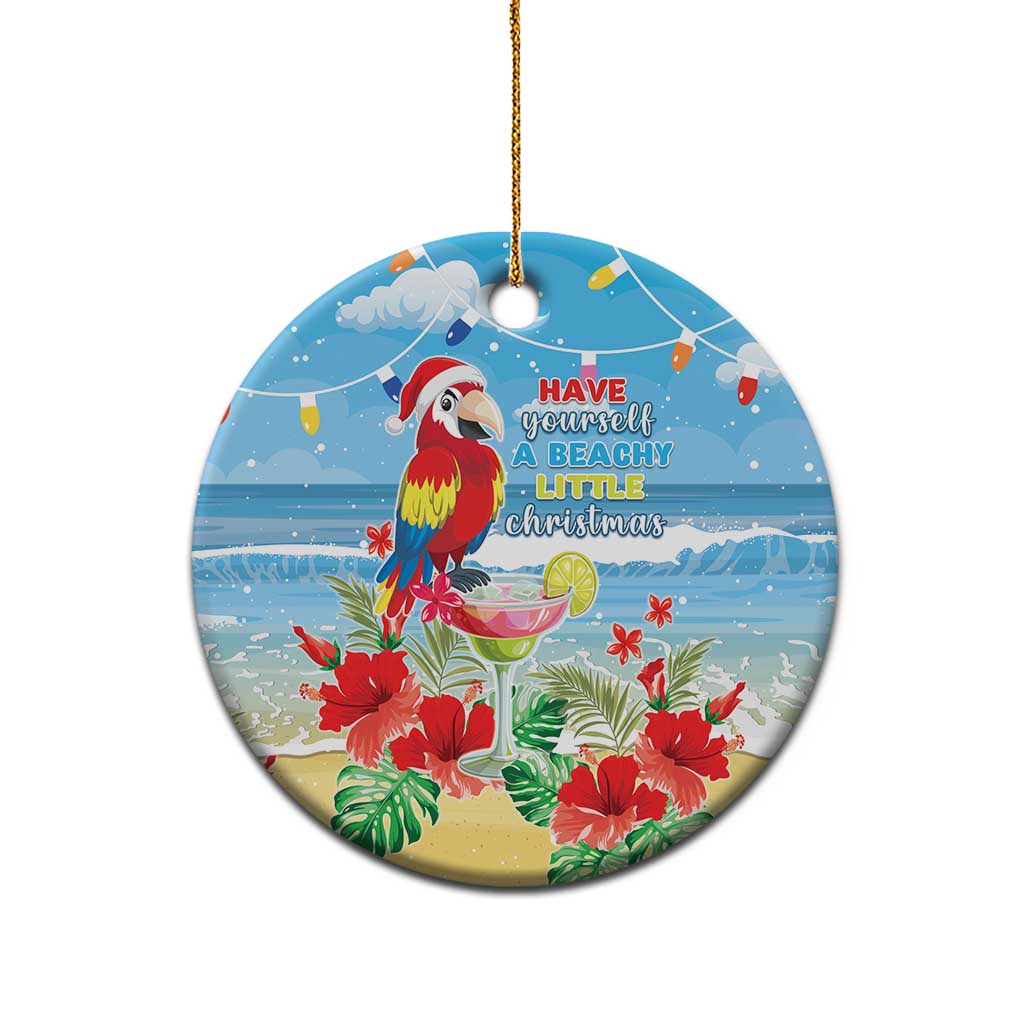 Hawaii Christmas Ceramic Ornament Funny Macaw Parrot Tropical Vibe
