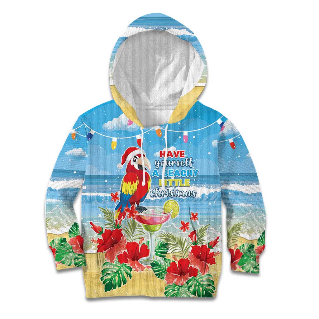 Hawaii Christmas Kid Hoodie Funny Macaw Parrot Tropical Vibe