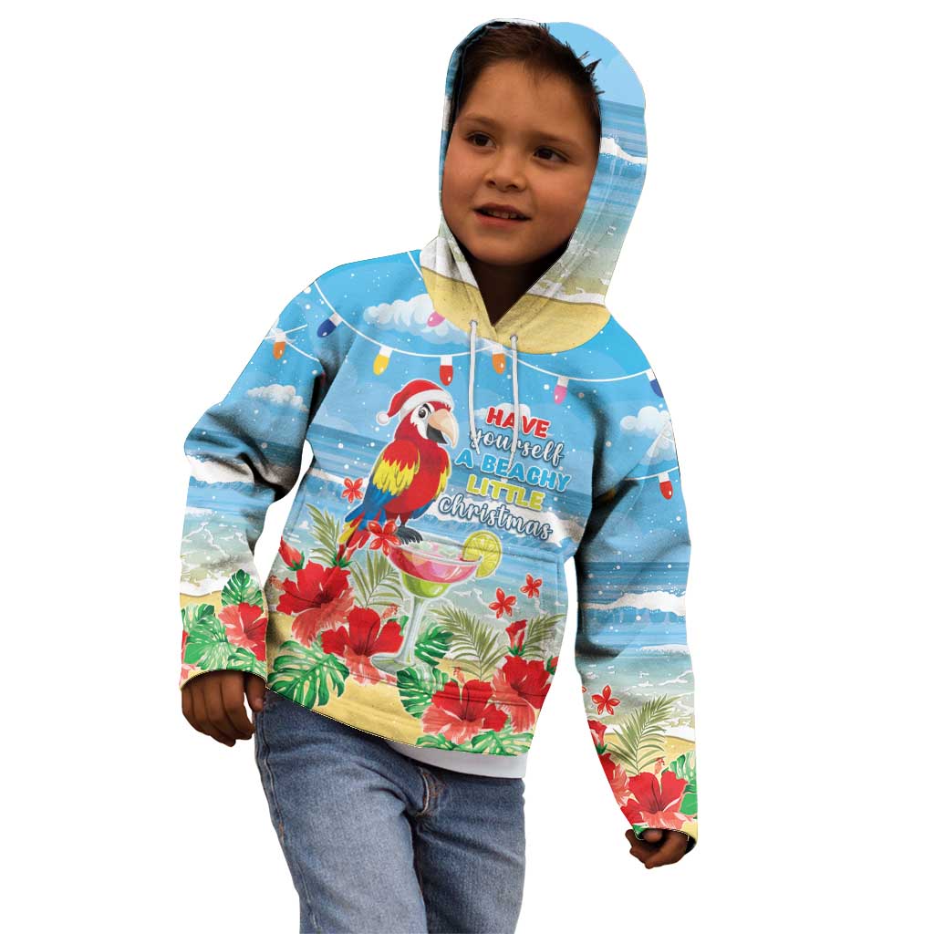 Hawaii Christmas Kid Hoodie Funny Macaw Parrot Tropical Vibe