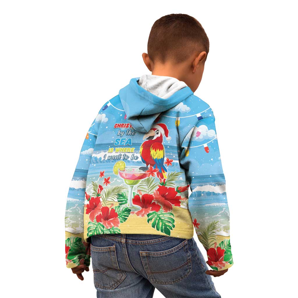 Hawaii Christmas Kid Hoodie Funny Macaw Parrot Tropical Vibe