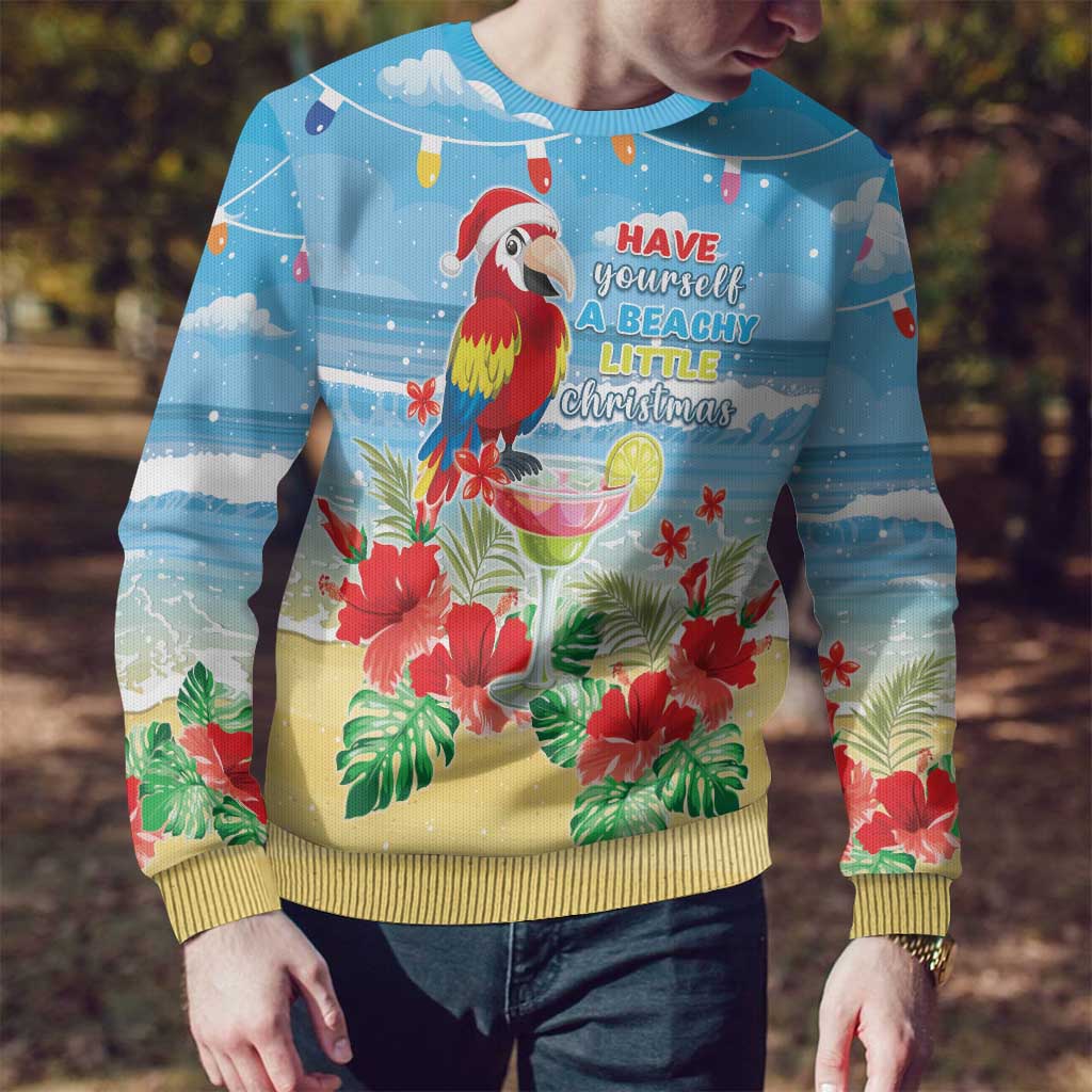 Hawaii Christmas Ugly Christmas Sweater Funny Macaw Parrot Tropical Vibe