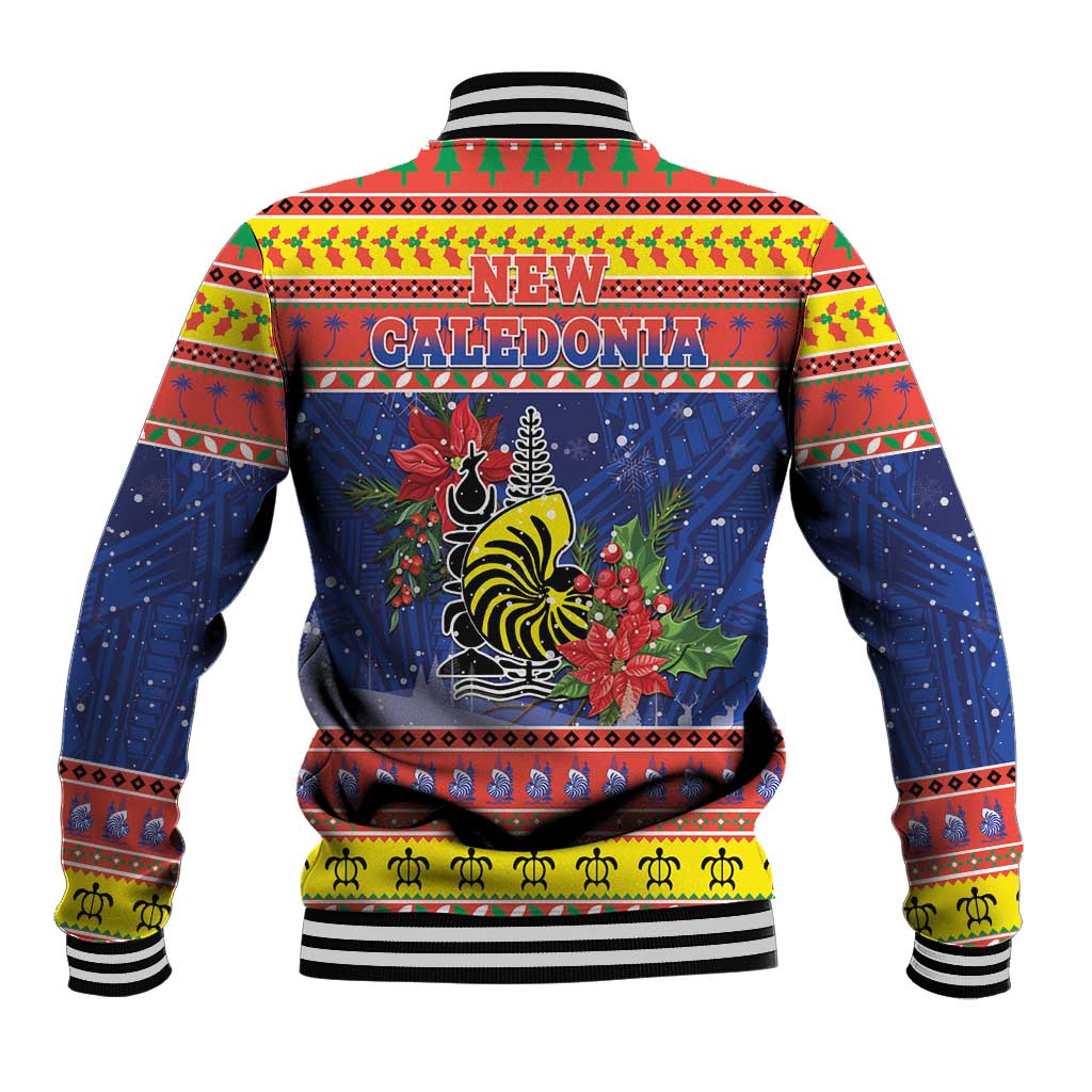 New Caledonia Christmas Baseball Jacket Kanaky Poinsettia Joyeux Noel LT05 - Polynesian Pride