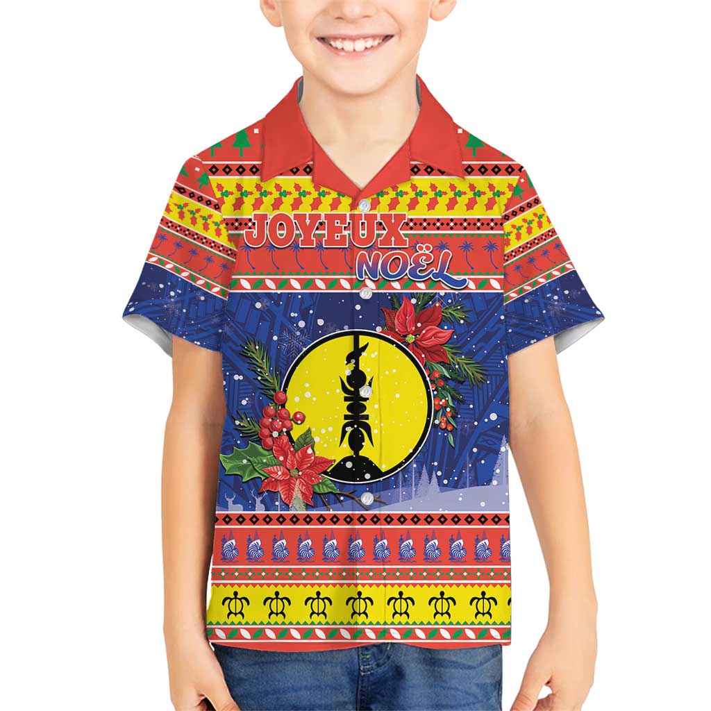 New Caledonia Christmas Family Matching Tank Maxi Dress and Hawaiian Shirt Kanaky Poinsettia Joyeux Noel