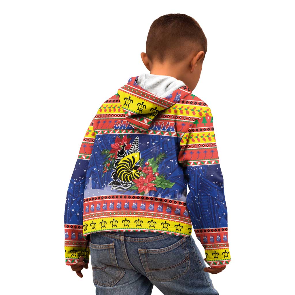 New Caledonia Christmas Kid Hoodie Kanaky Poinsettia Joyeux Noel LT05 - Polynesian Pride