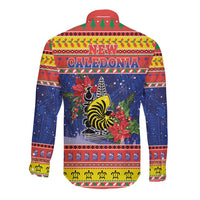 New Caledonia Christmas Long Sleeve Button Shirt Kanaky Poinsettia Joyeux Noel