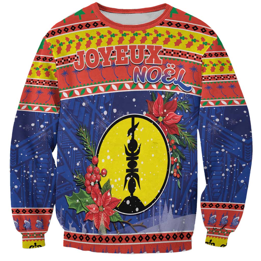 New Caledonia Christmas Sweatshirt Kanaky Poinsettia Joyeux Noel LT05 Unisex Red - Polynesian Pride