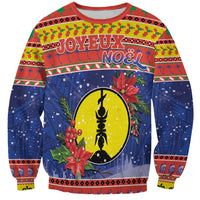 New Caledonia Christmas Sweatshirt Kanaky Poinsettia Joyeux Noel LT05 Unisex Red - Polynesian Pride
