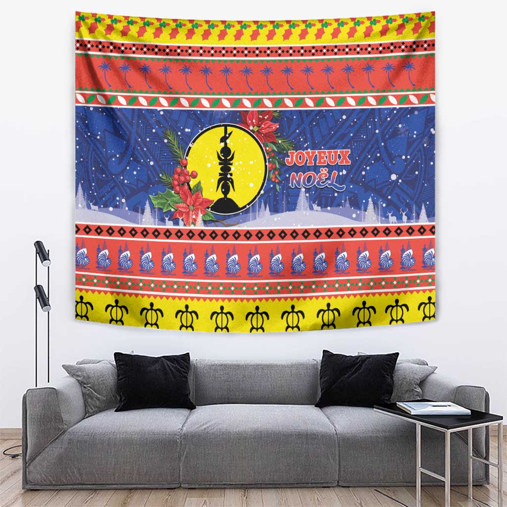 New Caledonia Christmas Tapestry Kanaky Poinsettia Joyeux Noel LT05 Red - Polynesian Pride