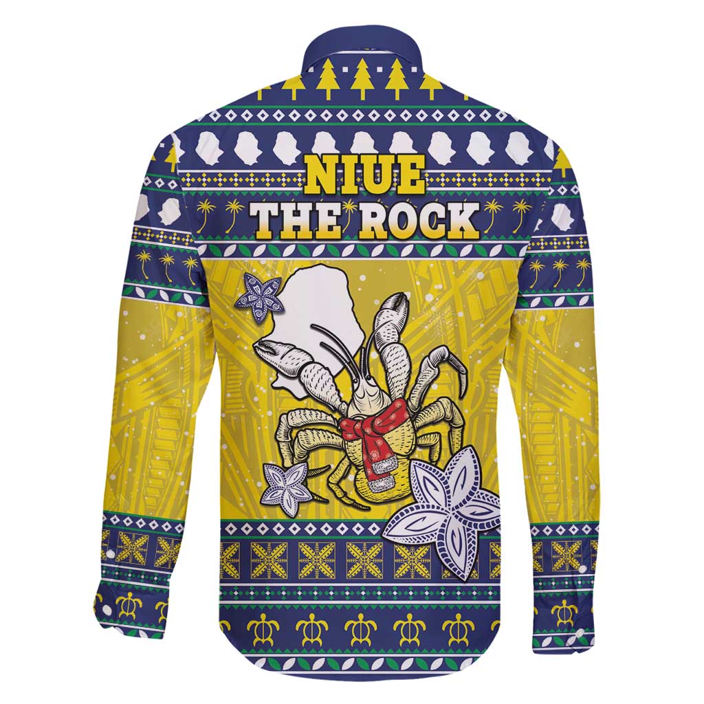 Niue The Rock Christmas Family Matching Long Sleeve Bodycon Dress and Hawaiian Shirt Niuean Crab Monuina E Kilisimasi
