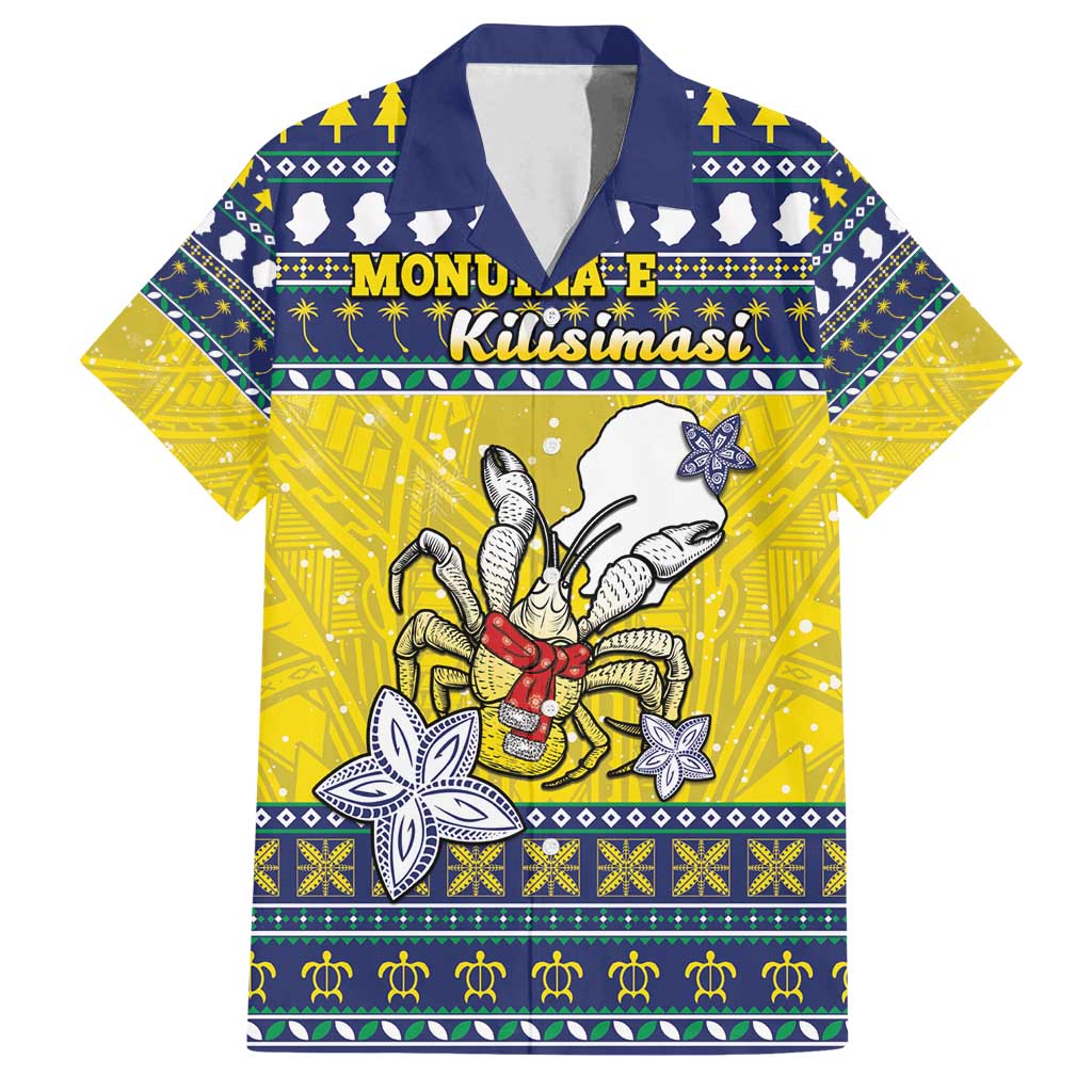 Niue The Rock Christmas Family Matching Off Shoulder Short Dress and Hawaiian Shirt Niuean Crab Monuina E Kilisimasi