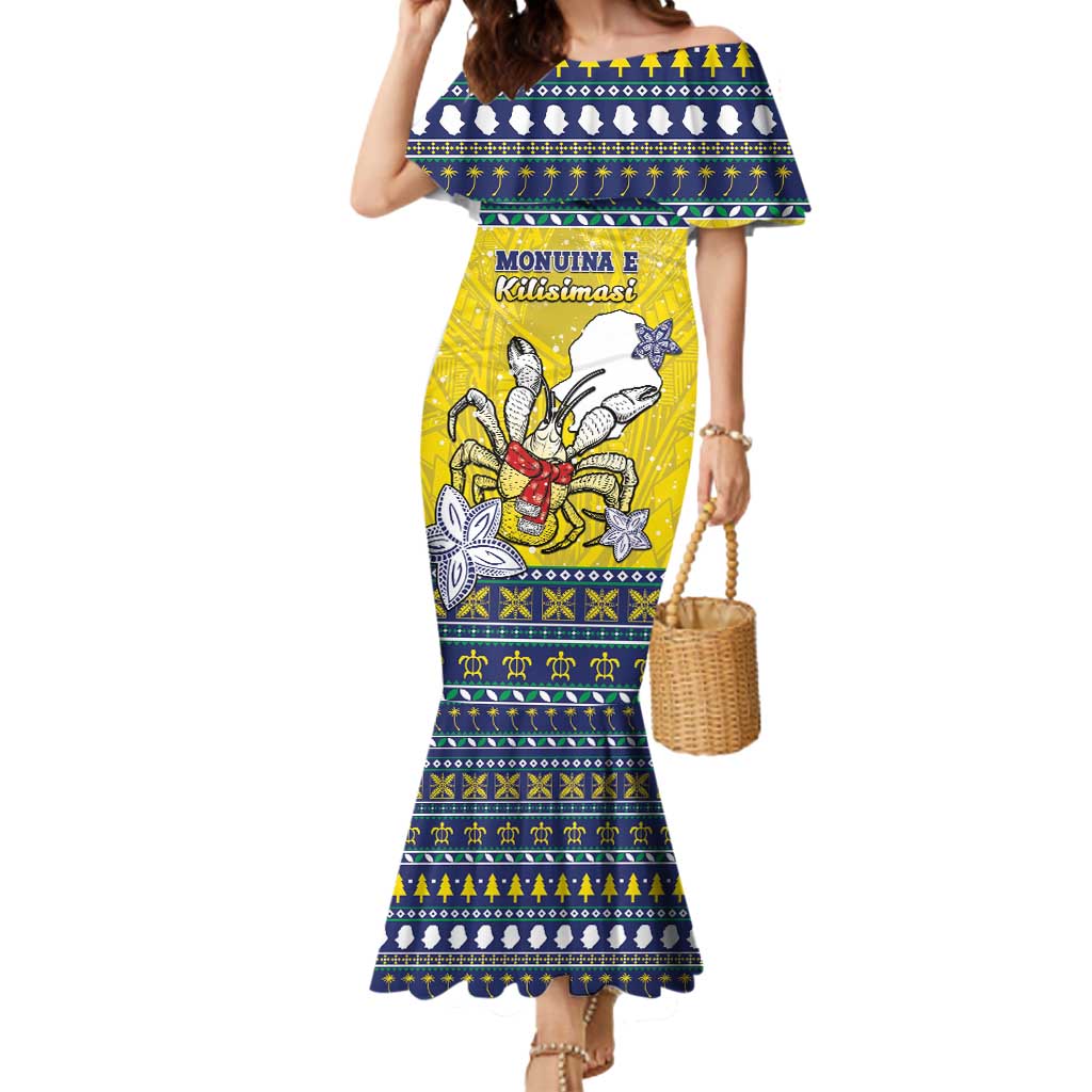 Niue The Rock Christmas Mermaid Dress Niuean Crab Monuina E Kilisimasi LT05 Women Blue - Polynesian Pride