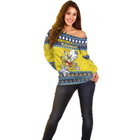 Niue The Rock Christmas Off Shoulder Sweater Niuean Crab Monuina E Kilisimasi