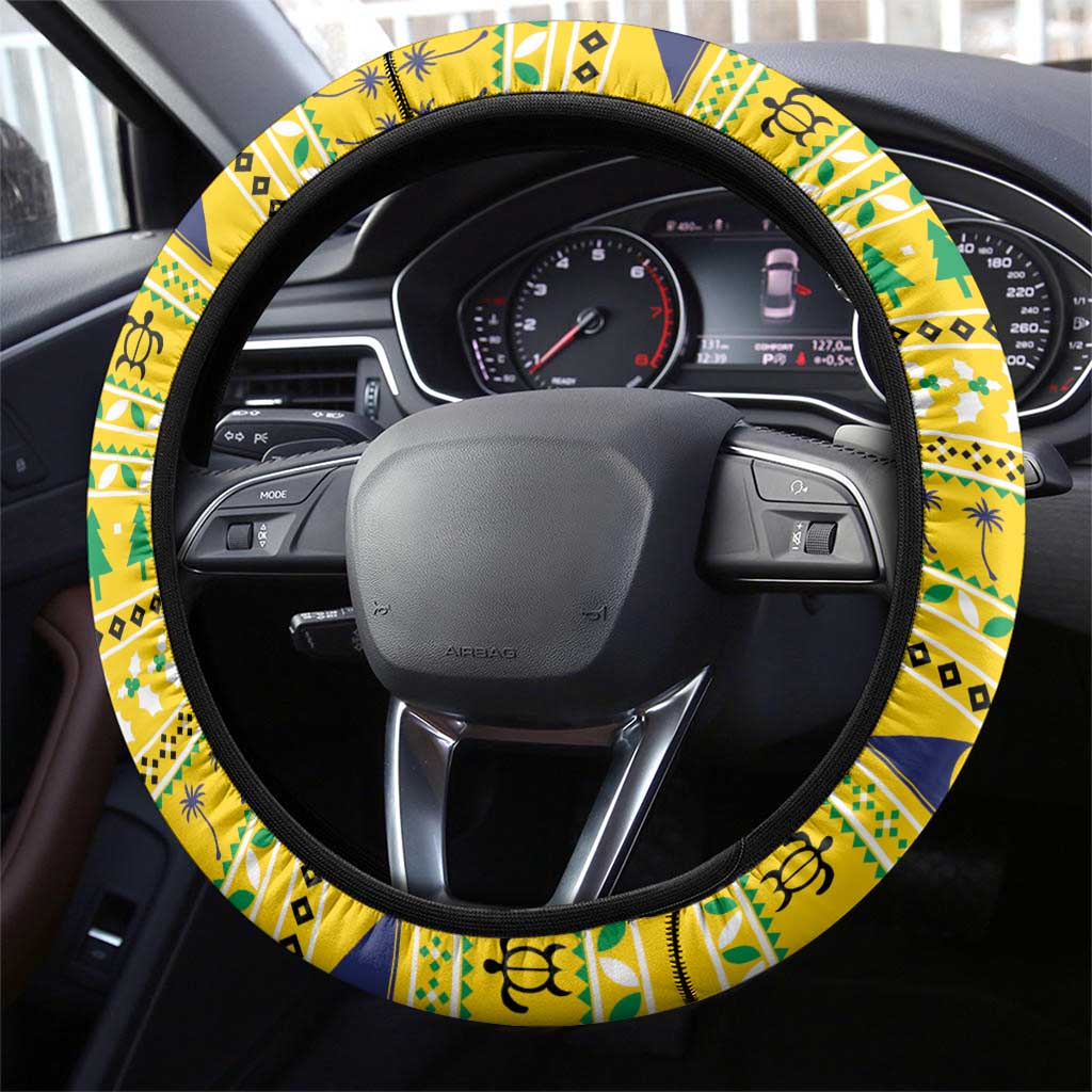 Tokelau Christmas Steering Wheel Cover Tokelauan Badge Manuia Te Kilihimahi