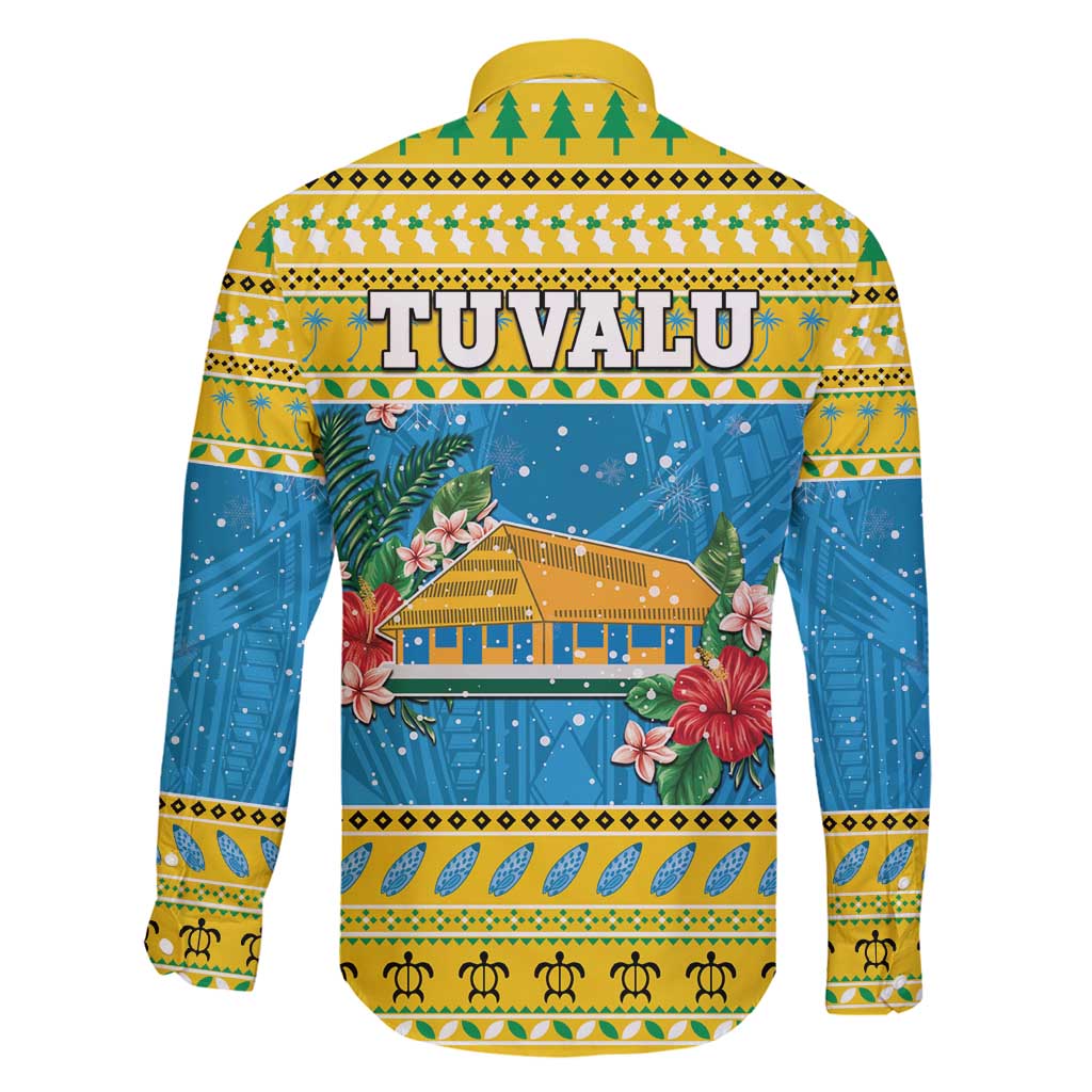 Tuvalu Christmas Family Matching Long Sleeve Bodycon Dress and Hawaiian Shirt Coat Of Arms Manuia Te Kilisimasi