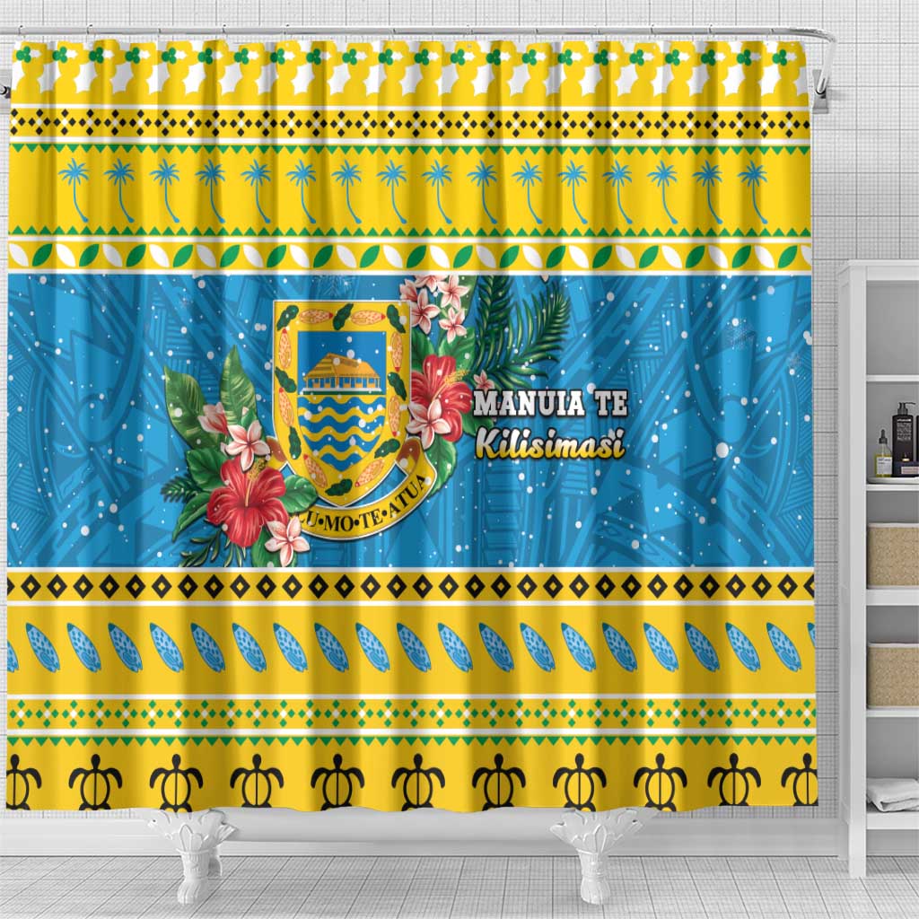 Tuvalu Christmas Shower Curtain Coat Of Arms Manuia Te Kilisimasi