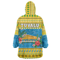 Tuvalu Christmas Wearable Blanket Hoodie Coat Of Arms Manuia Te Kilisimasi