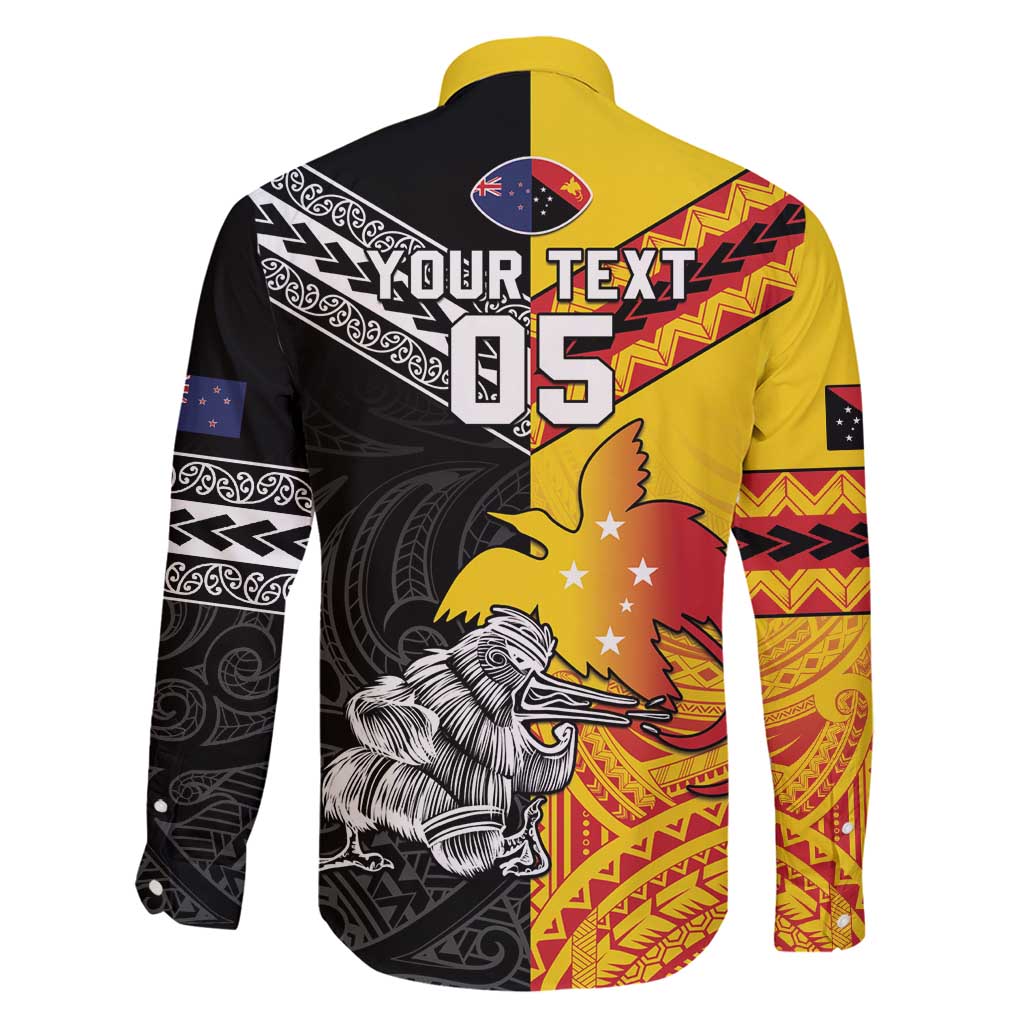 New Zealand And Papua New Guinea Rugby Custom Family Matching Off Shoulder Maxi Dress and Hawaiian Shirt Maori Kiwi With Bird of Paradise