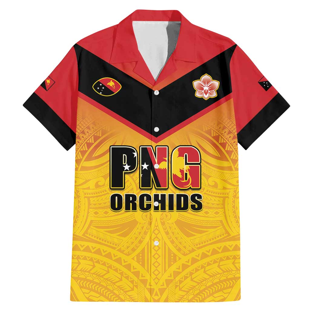 Papua New Guinea Rugby Custom Family Matching Mermaid Dress and Hawaiian Shirt Go Orchids Pacific Champions