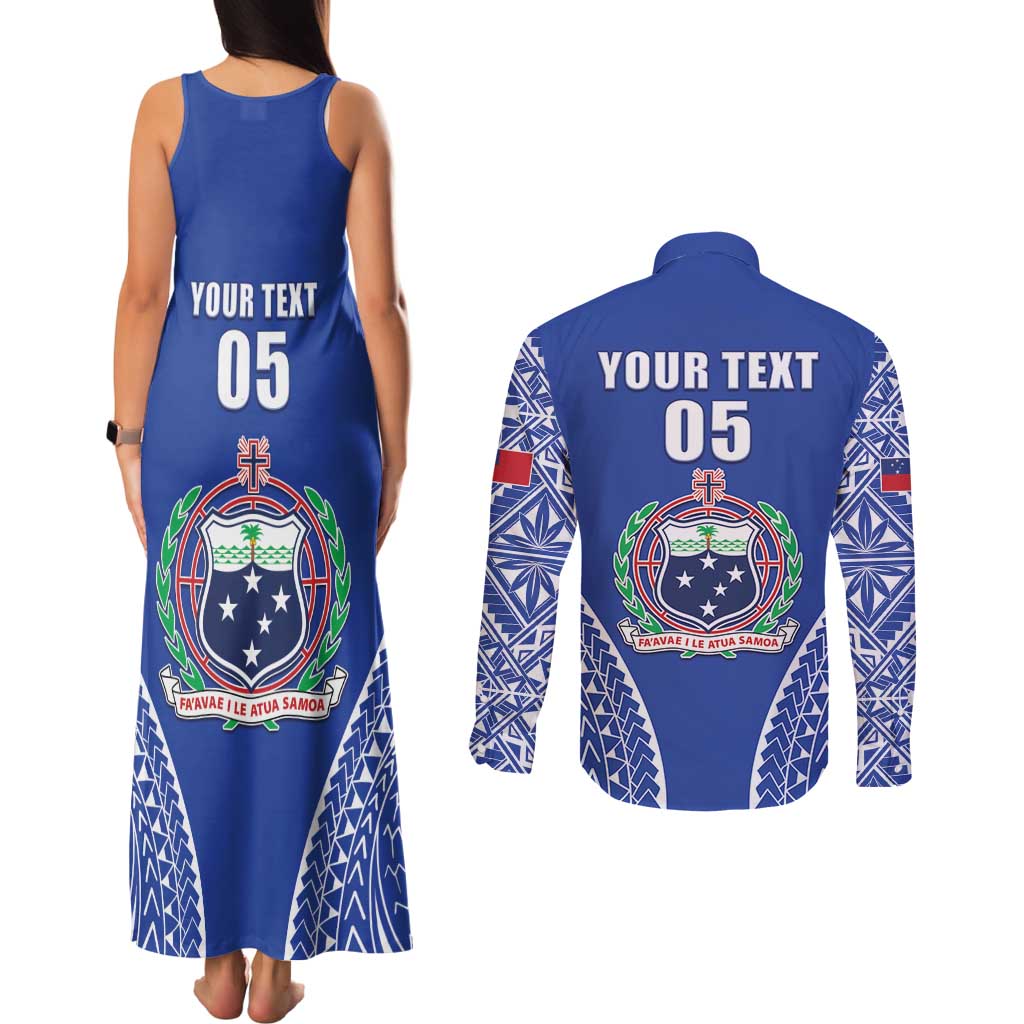 Fetu Samoa Rugby Custom Couples Matching Tank Maxi Dress and Long Sleeve Button Shirt Go Champions