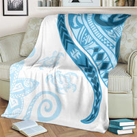 Blue Polynesian Tribal Turtle Floral Pattern Blanket