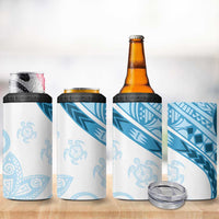 Blue Polynesian Tribal Turtle Floral Pattern 4 in 1 Can Cooler Tumbler