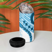 Blue Polynesian Tribal Turtle Floral Pattern 4 in 1 Can Cooler Tumbler