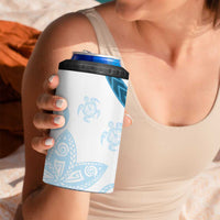 Blue Polynesian Tribal Turtle Floral Pattern 4 in 1 Can Cooler Tumbler