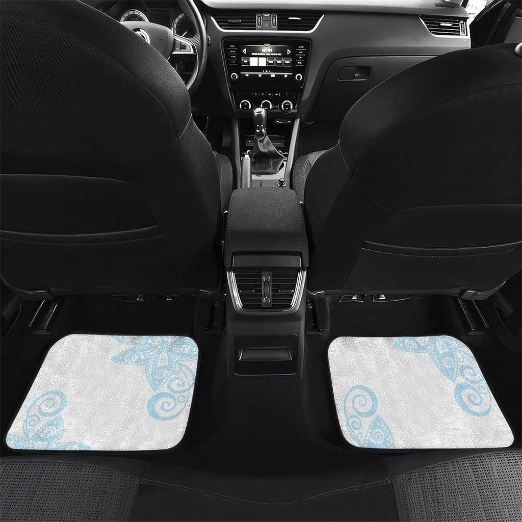 Blue Polynesian Tribal Turtle Floral Pattern Car Mats