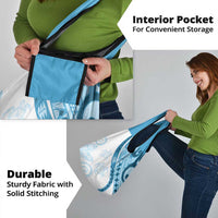 Blue Polynesian Tribal Turtle Floral Pattern Grocery Bag