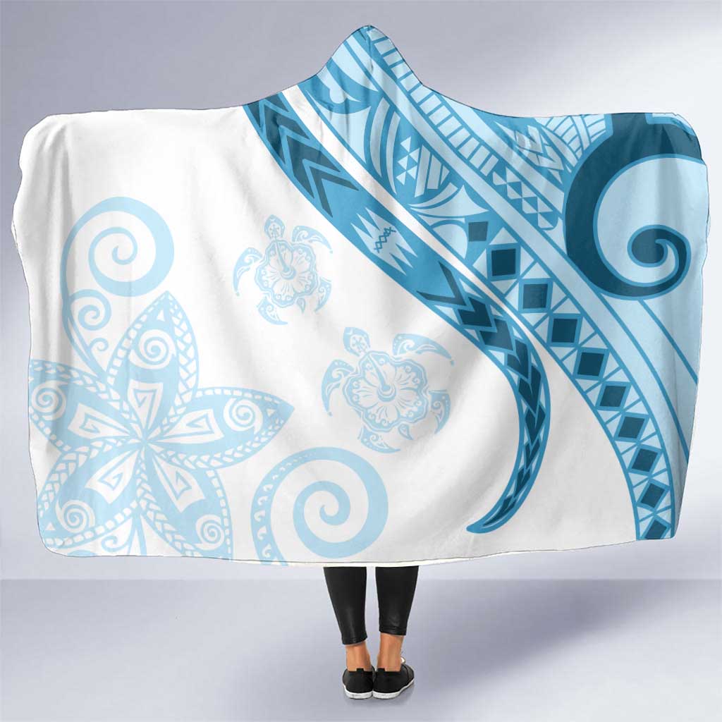 Blue Polynesian Tribal Turtle Floral Pattern Hooded Blanket LT05 One Size Blue - Polynesian Pride